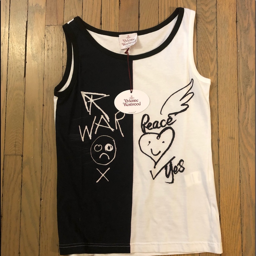 Tank top black & white, 100% cotton